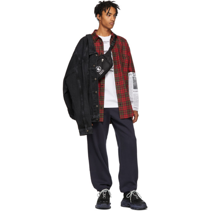 Balenciaga Red Newspaper Patch Shirt Balenciaga