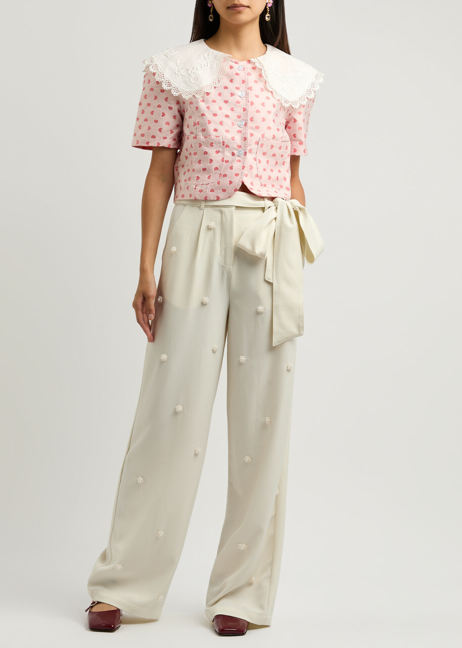 【英国発Sister Jane】Polo Pearl wide-leg twill trousers Sister Jane Polo Pearl Wide-leg Twill Trousers White Sister Jane