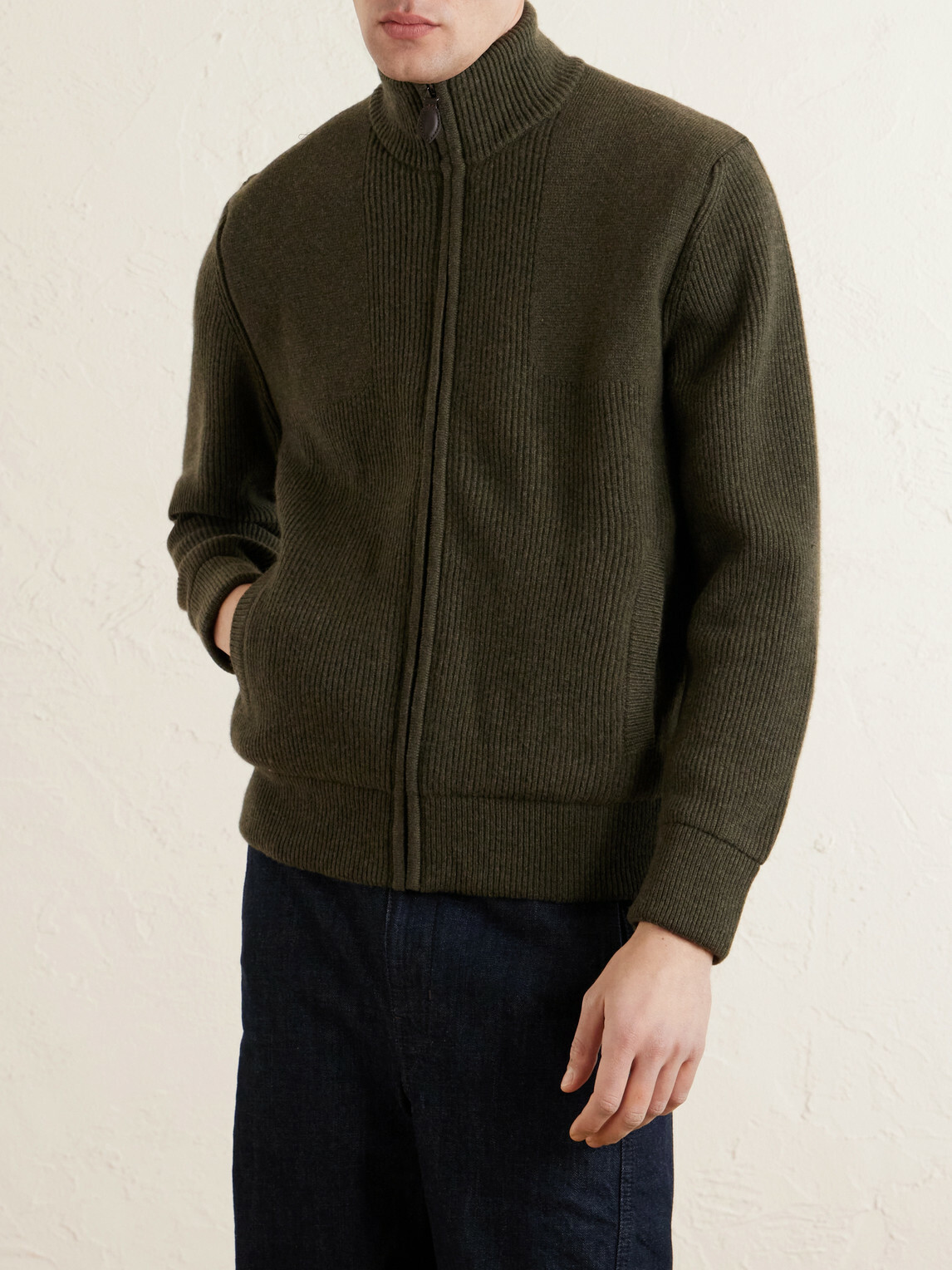 Purdey - Orkney Ribbed-Knit Wool Zip-Up Cardigan - Green