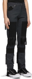 Youths in Balaclava Grey & Black Fringed High Waisted Jeans