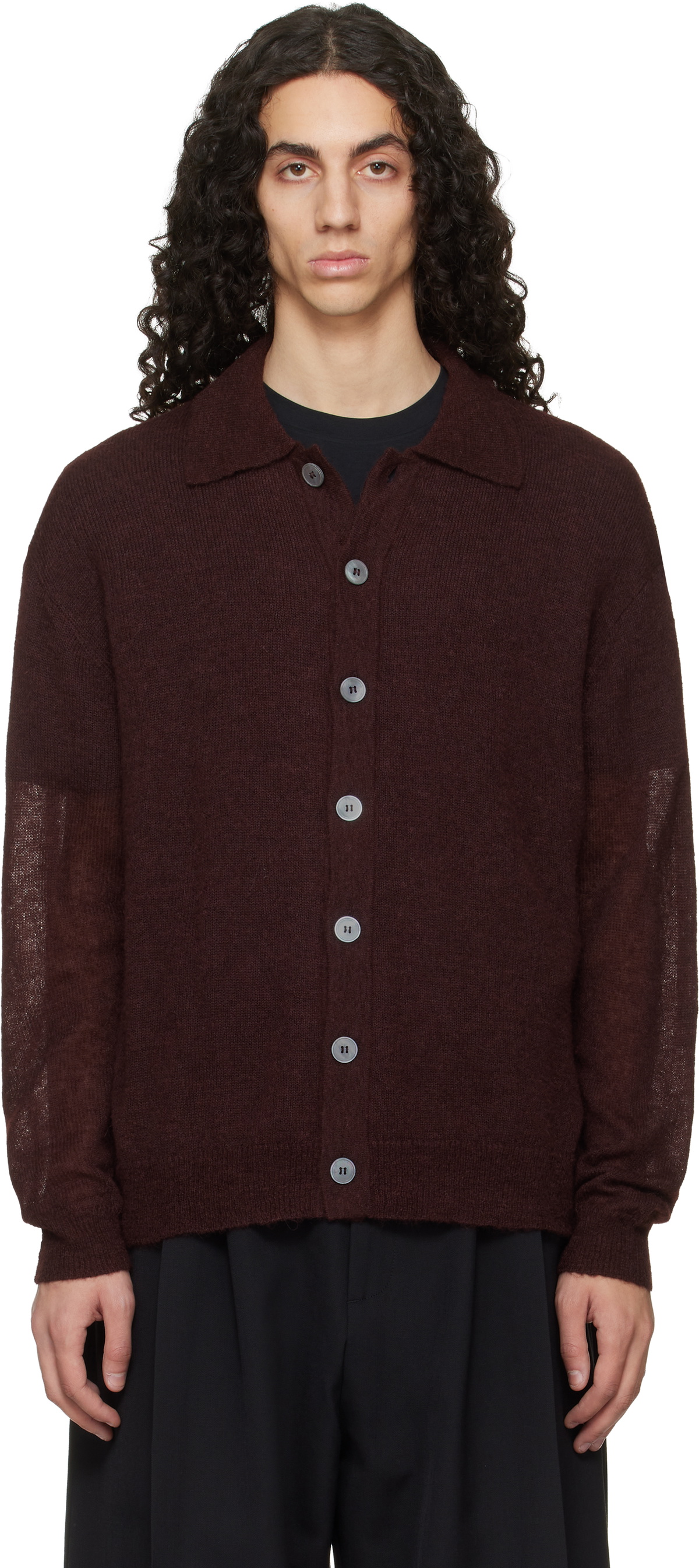 Studio Nicholson Burgundy Hamto Kint Cardigan Studio Nicholson