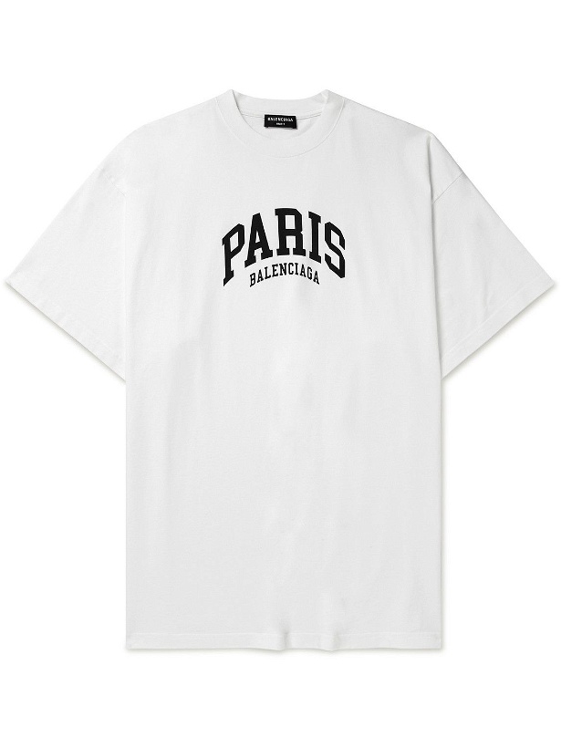 Photo: Balenciaga - Cities Oversized Logo-Print Cotton-Jersey T-shirt - White