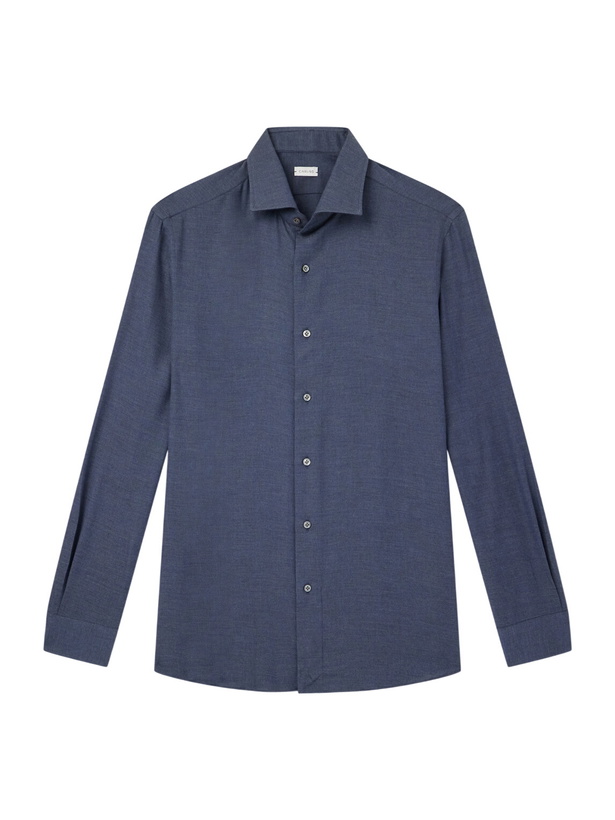 Photo: Caruso - Cotton and Cashmere-Blend Shirt - Blue
