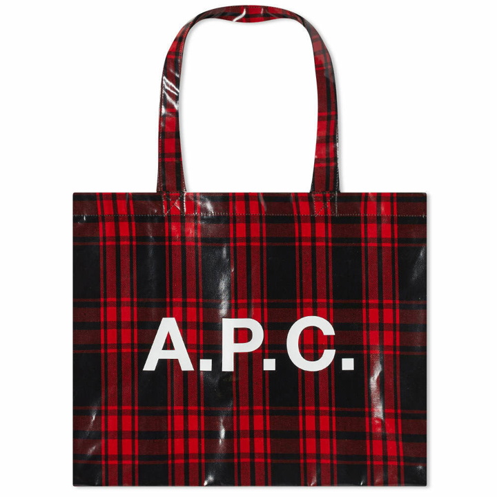 Photo: A.P.C. Diane Check Shopping Tote Bag in Red