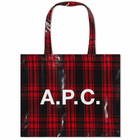 A.P.C. Diane Check Shopping Tote Bag in Red