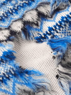 Maison Margiela - Slim-Fit Distressed Fair Isle Wool and Cotton-Blend Jacquard Sweater - Blue