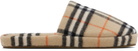 Burberry Tan Check Wool Blend Slippers