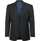 Richard James - Navy Slim-Fit Satin-Trimmed Wool-Moiré Tuxedo Jacket - Blue