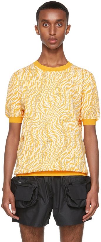Photo: Fendi Yellow Knit FF Vertigo T-Shirt