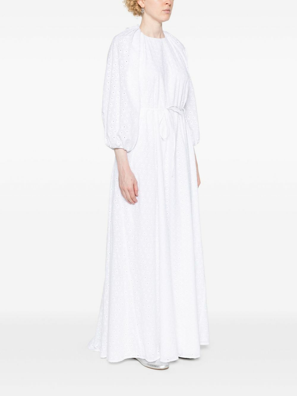 chinese dress ladies White Broderie Anglaise Maxi Dress Detachable Tiers Bow | British Made main image 0