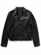 John Elliott - Slim-Fit Full-Grain Leather Biker Jacket - Black