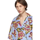 Prada Blue Floral Printed Shirt