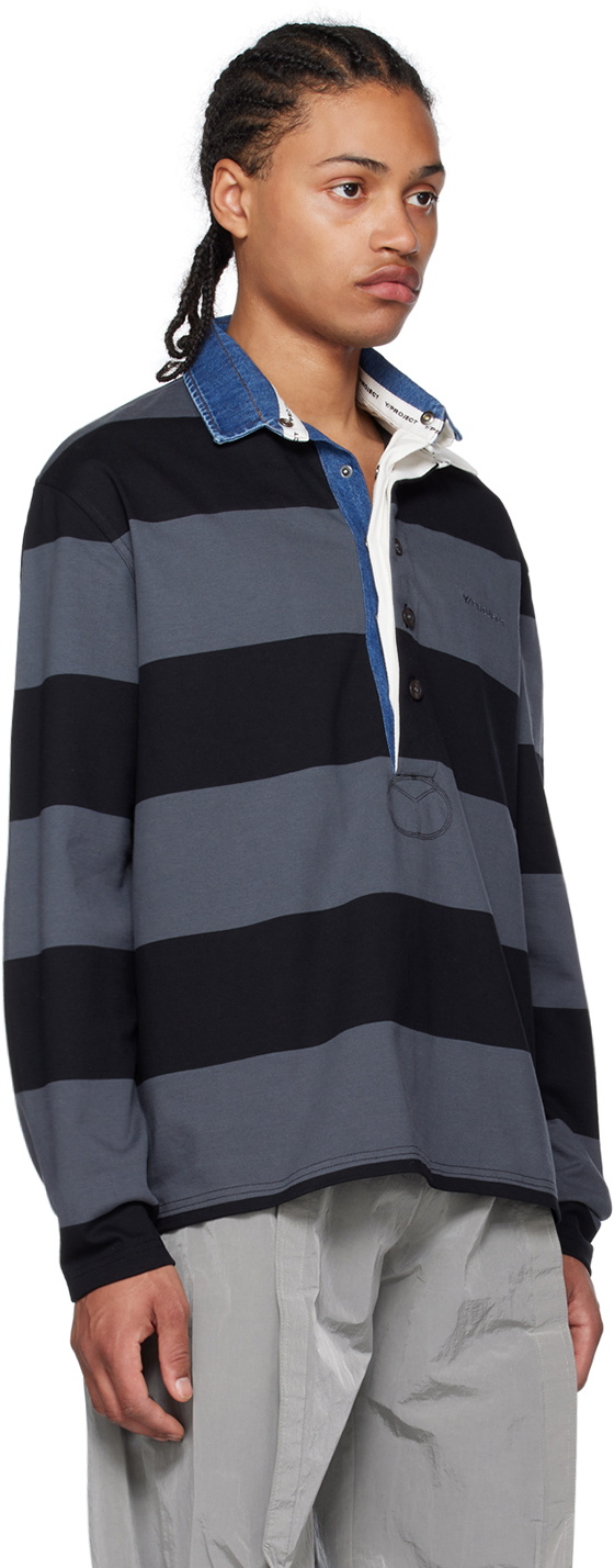 Y/Project Black & Gray Triple Collar Polo Y/Project Y/Project Black & Gray Triple Collar Polo Y/Project