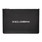 Dolce and Gabbana Black Calfskin Logo Pouch