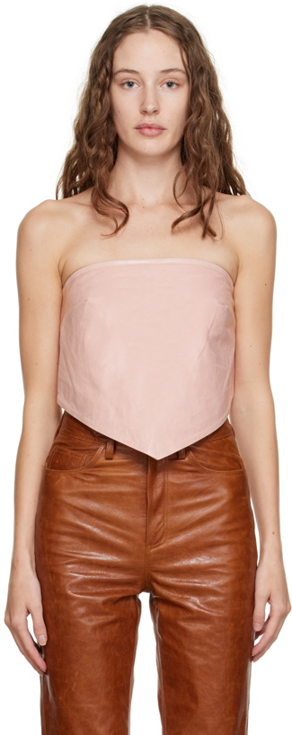 Photo: REMAIN Birger Christensen Pink Jules Leather Top