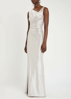 Talbot Runhof Draped Lamé Gown Silver