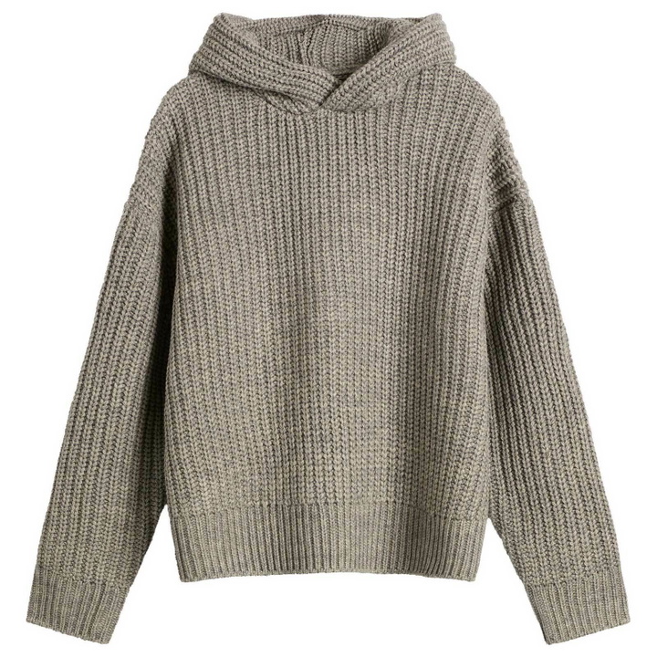 Photo: MKI Men's Chunky Rib Knit Hoodie in Grey Melange