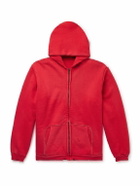 A.PRESSE - Vintage Cotton-Jersey Zip-Up Hoodie - Red