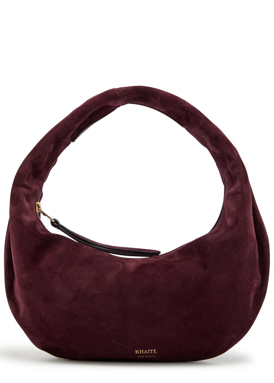 Khaite Olivia Mini Suede Hobo top Handle bag - Burgundy - One Size