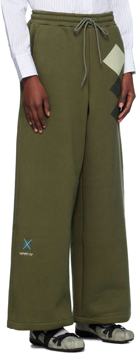 OPEN YY Green Argyle Wide Sweatpants