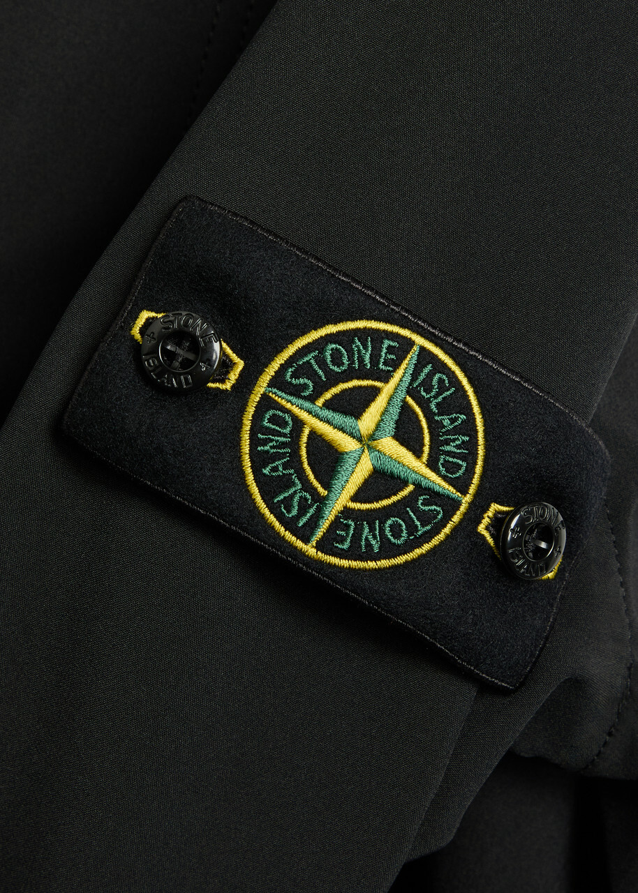 Stone Island Logo-appliquéd Water-resistant Hooded Soft Shell Jacket Black