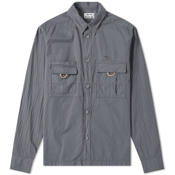 Photo: Acne Studios Sandy Garment Dyed Nylon Overshirt Anthracite Grey