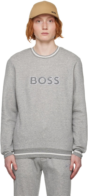 Photo: BOSS Gray Appliqué Sweatshirt