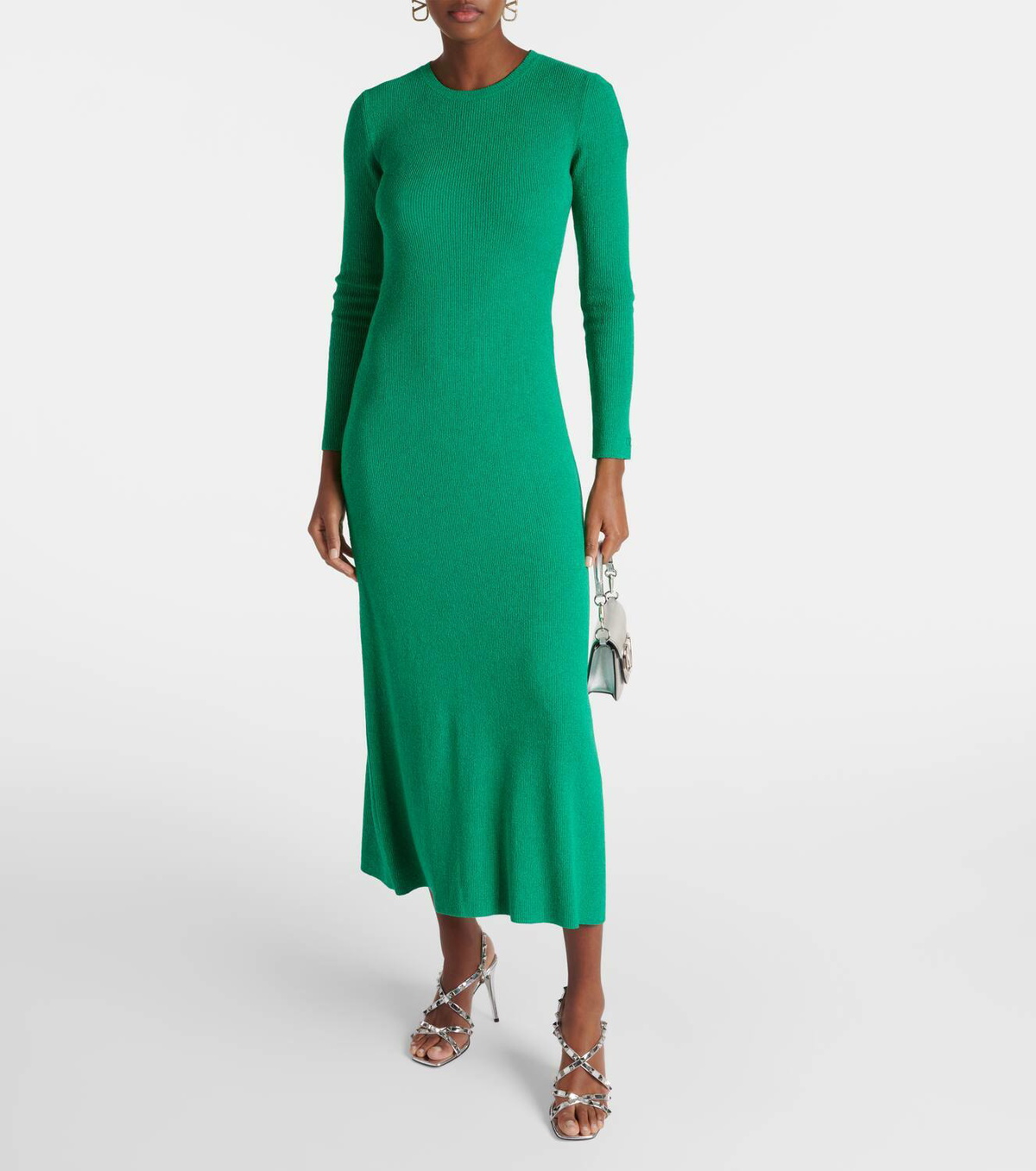 valentino ribbed dresses Valentino Garavani Ribbed-Knit Midi Dress In Gold - 40% Off