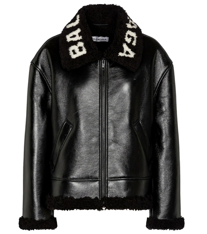 Photo: Balenciaga - Logo shearling and leather jacket