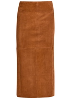 Stouls Winona Split-hem Suede Midi Skirt Tan