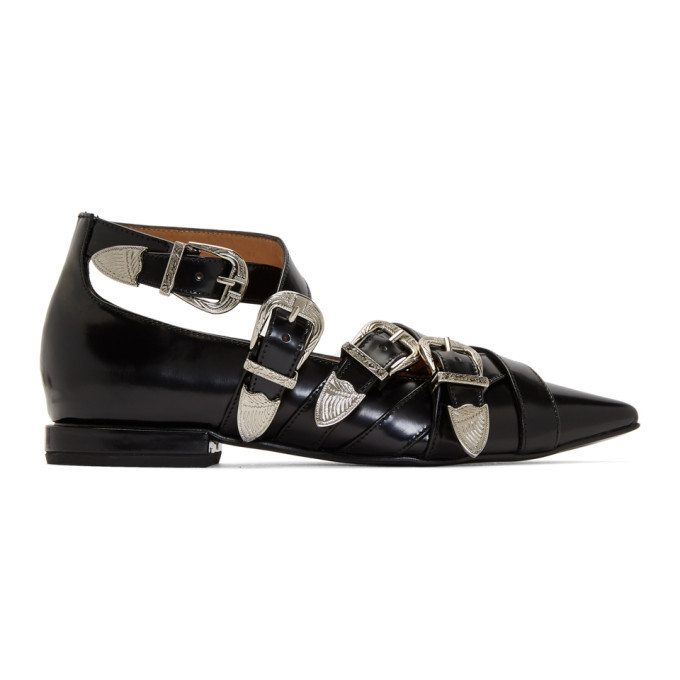 Toga Pulla Black Buckles Ballerina Flats Toga Pulla