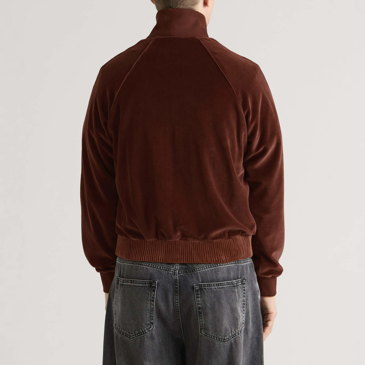 Rhude Men's Madera Velour Track Jacket in Bordeaux