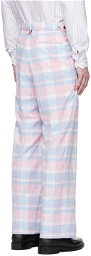 Thom Browne Pink & Blue Check Trousers