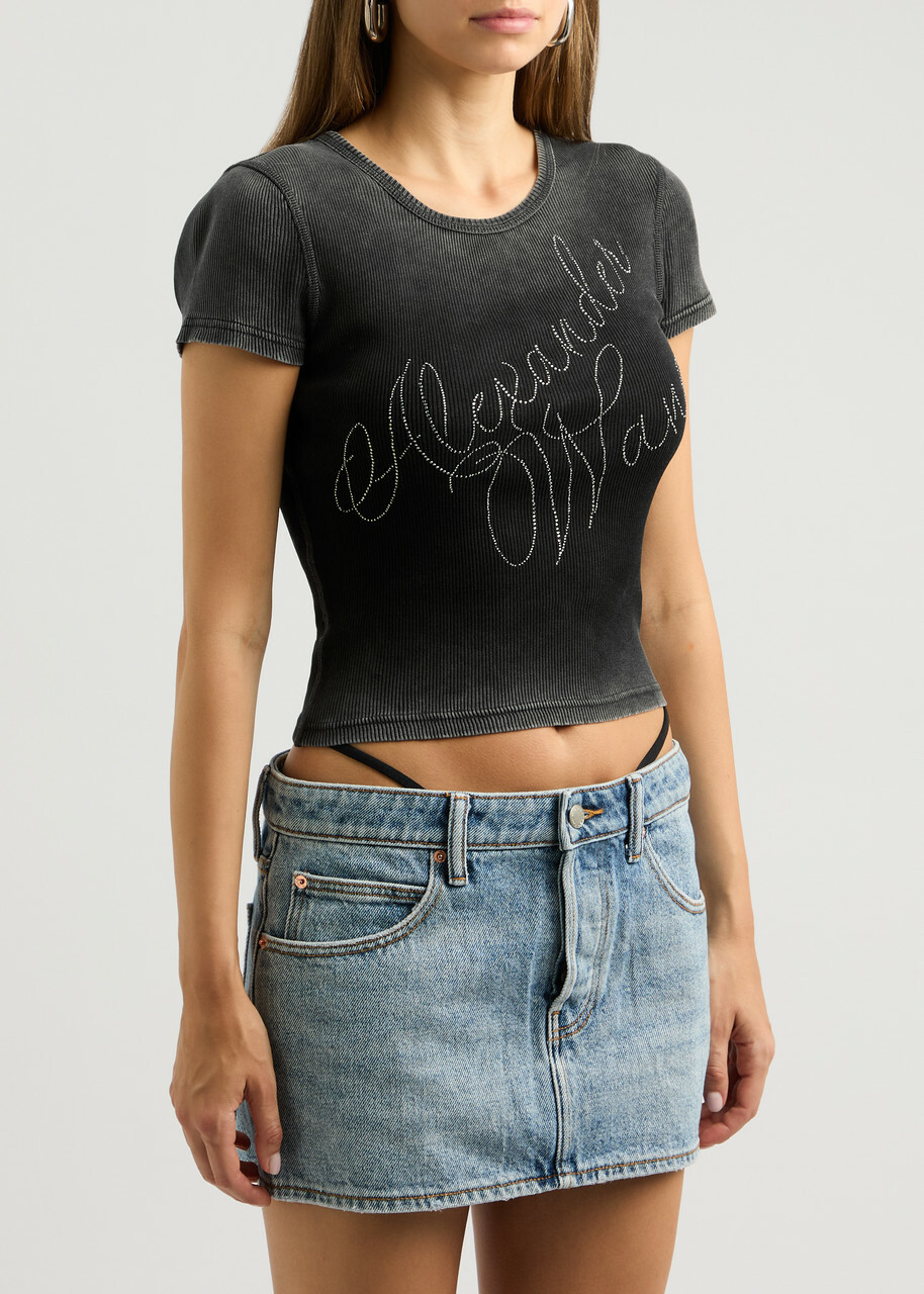 Alexander Wang Logo-embellished Cotton T-shirt Black