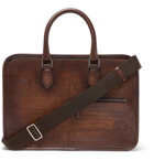 Berluti - Leather-Trimmed Canvas Bag Strap - Brown