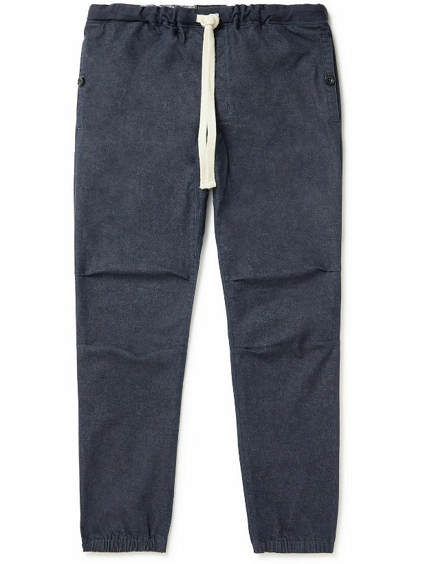 Photo: Beams Plus - Gym Tapered Stretch-Cotton Twill Drawstring Trousers - Blue