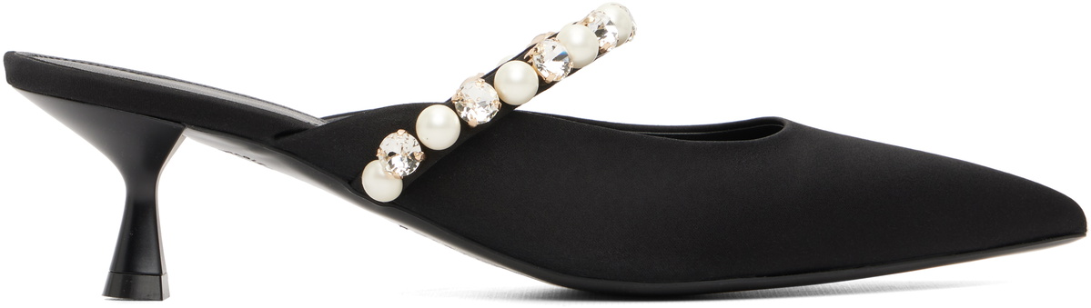 Stella McCartney Black Elsa Pearl-Embellished Kitten Heels