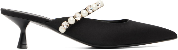 Photo: Stella McCartney Black Elsa Pearl-Embellished Kitten Heels