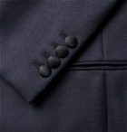 Kingsman - Arthur Harrison Slim-Fit Silk Faille-Trimmed Wool and Mohair-Blend Herringbone Tuxedo Jacket - Blue