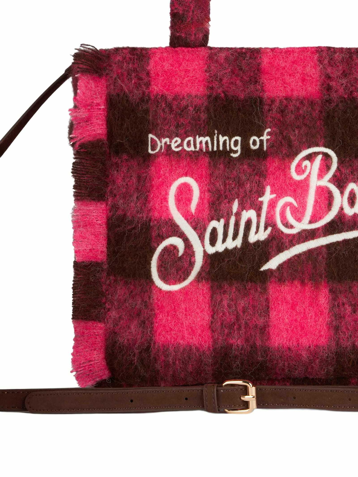 MC2 Saint Barth Wooly Colette Fringed Handbag With Check Pattern