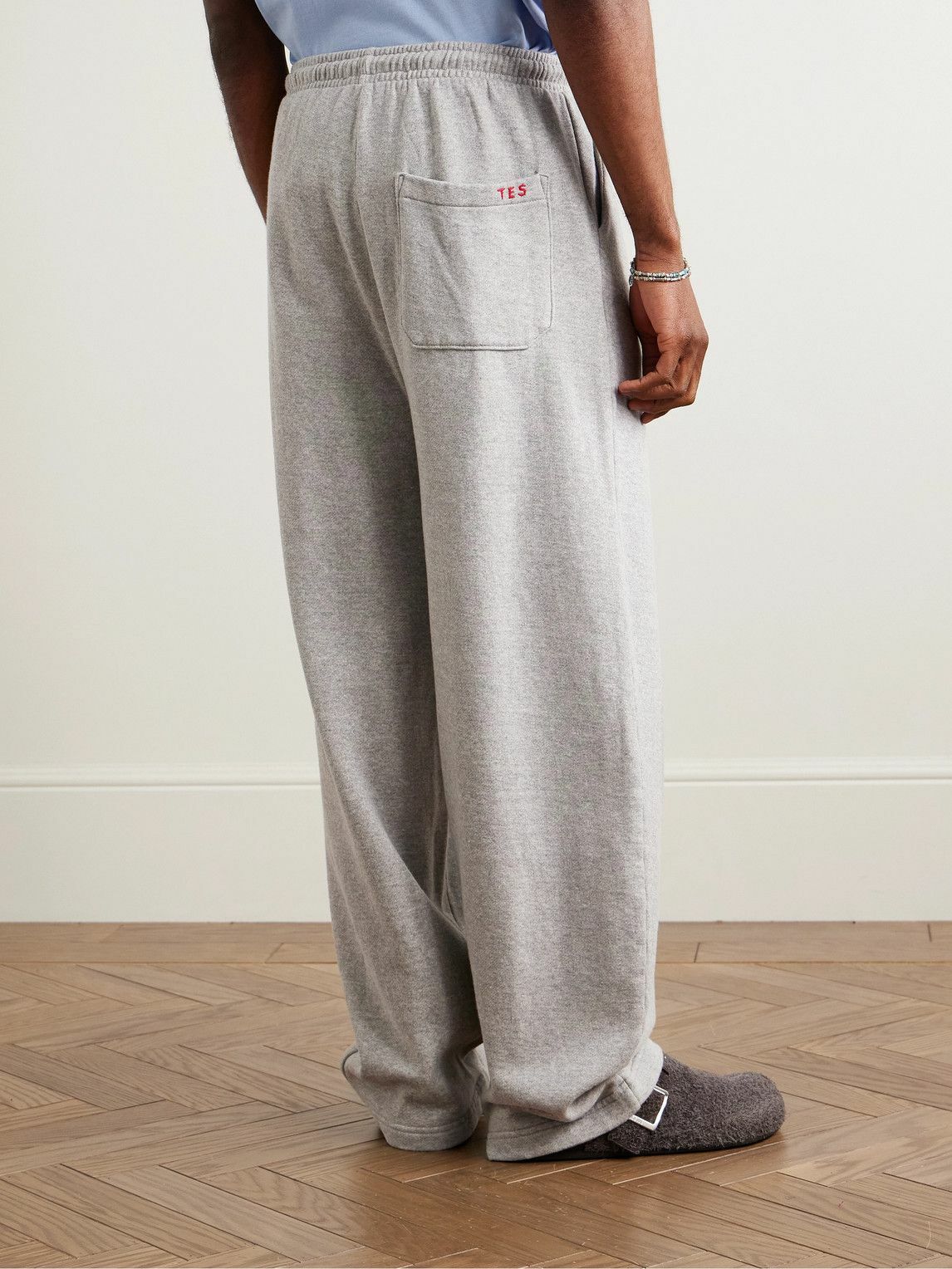 The Elder Statesman - Daily Wide-Leg Cotton and Cashmere-Blend Jersey Sweatpants - Gray