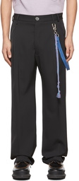 Song for the Mute Black & Blue Loose Pleated Lanyard Trousers