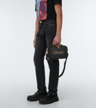 Versace - Leather studded messenger bag