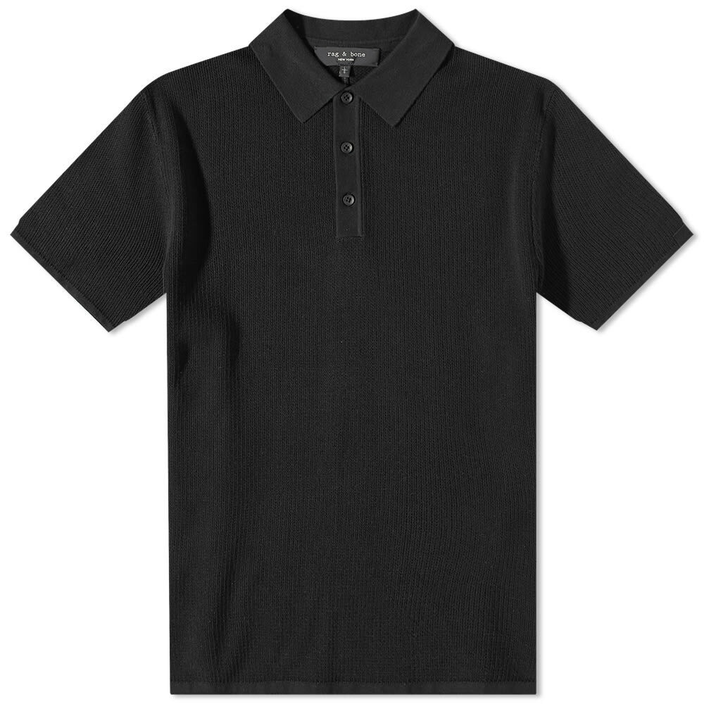 Rag & Bone Men's Harvey Knit Polo Shirt in Black Rag and Bone