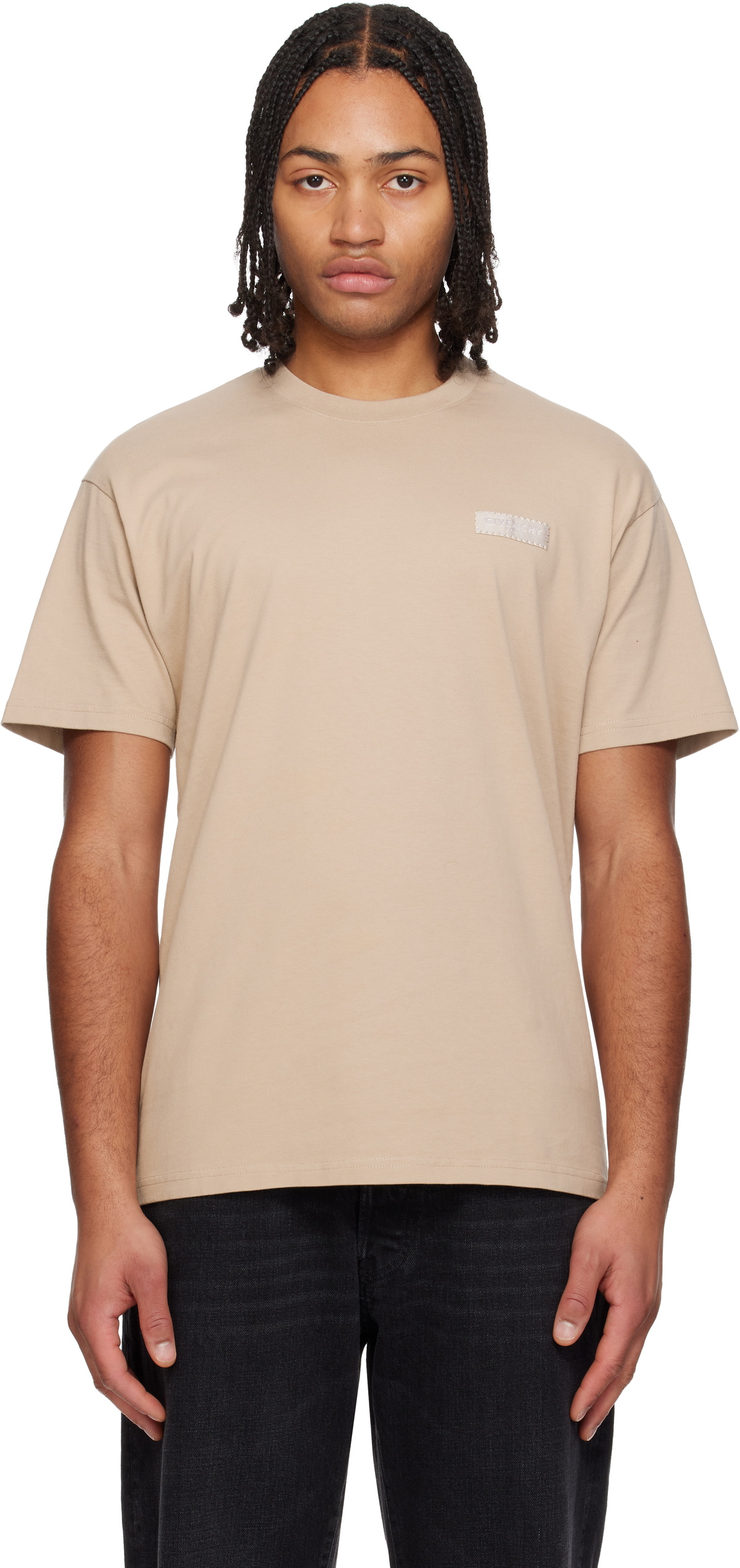 Givenchy Beige 'GIVENCHY Paris' Gros Grain T-shirt
