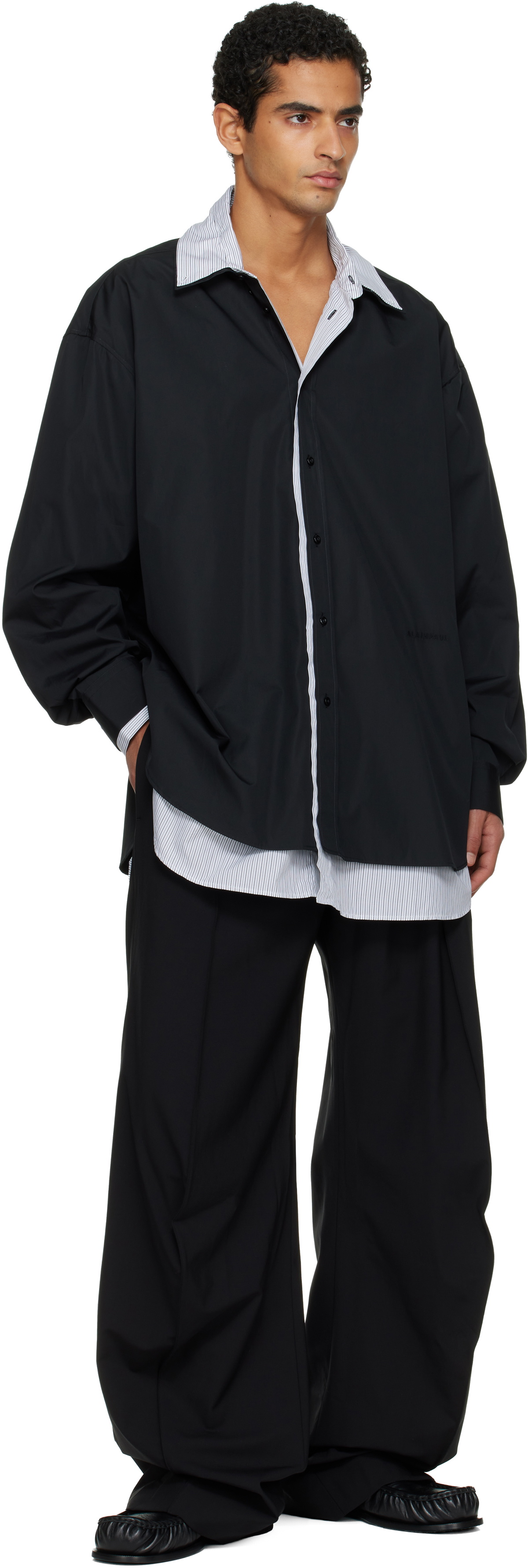 ALAINPAUL Black Knee Shape Track Pants