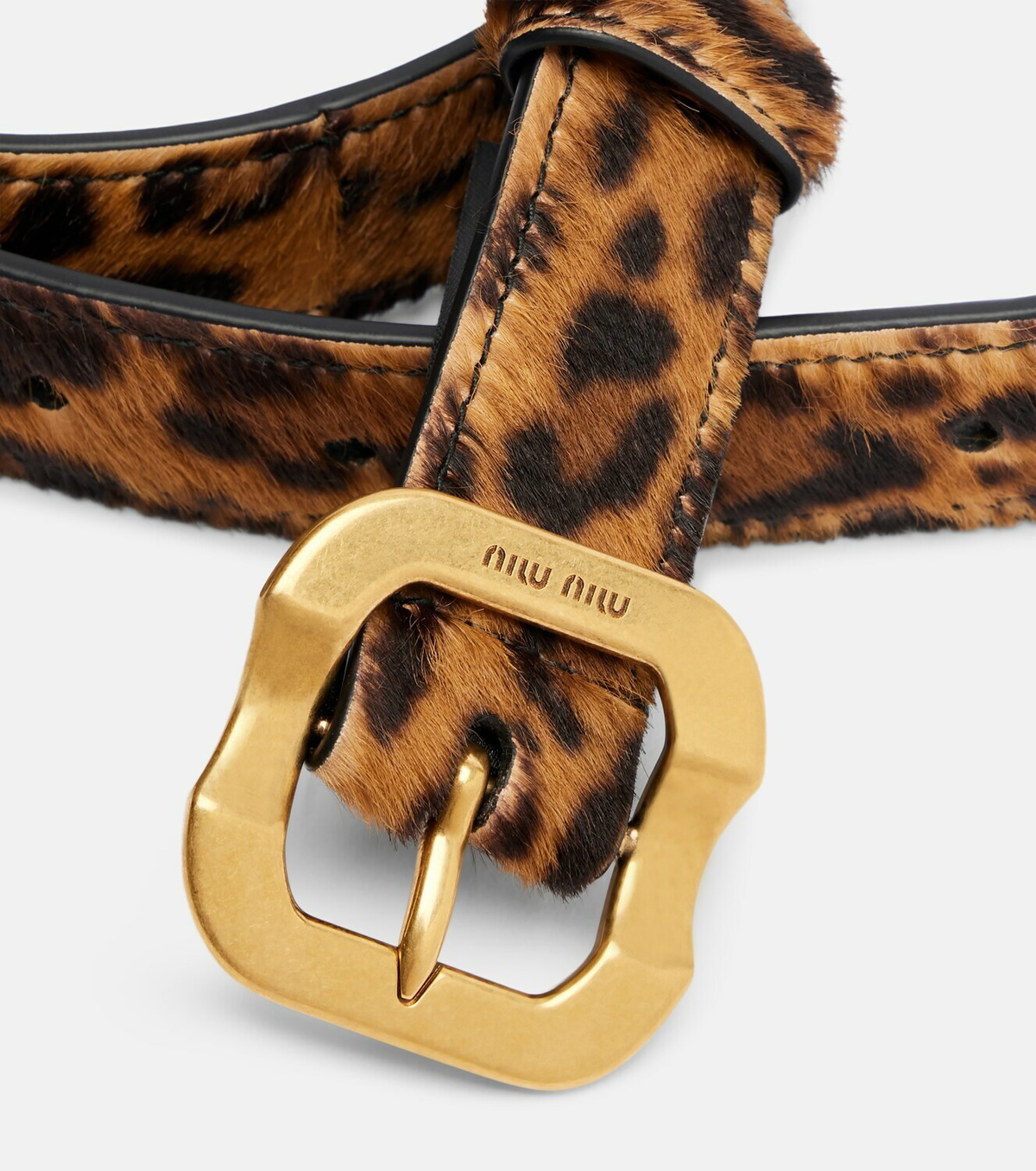 Miu Miu Leopard-print calf hair belt