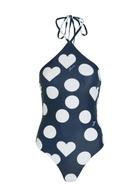 Jacquemus Le Maillot Bastide Polka dot Swimsuit Navy