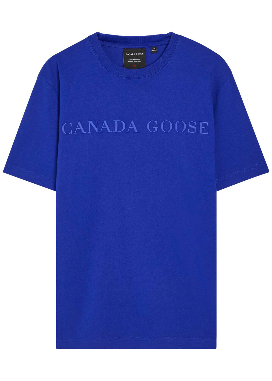 Canada Goose Vantage Logo-embroidered Cotton T-shirt Blue