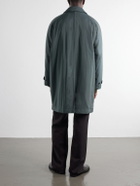 ATON - Balmacaan Padded Satin Coat - Green